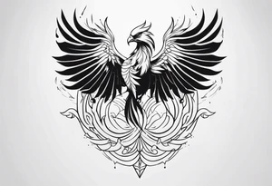 Half Phoenix, Half Skeleton tattoo idea