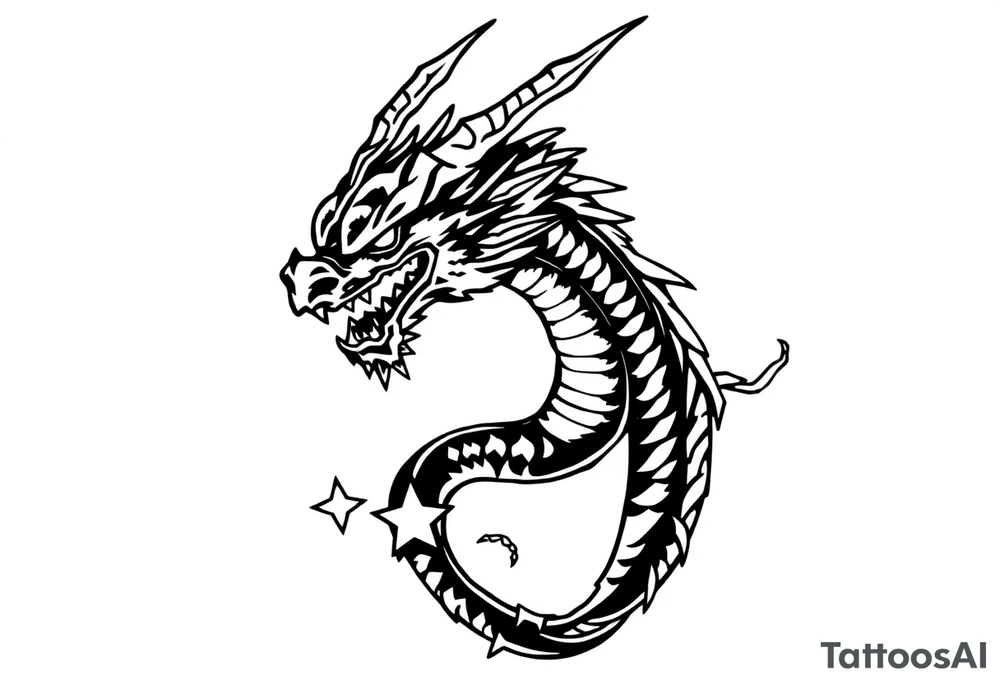 Shenron dragon with 7 star dragon balls tattoo idea