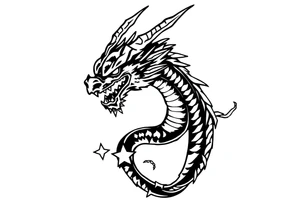 Shenron dragon with 7 star dragon balls tattoo idea