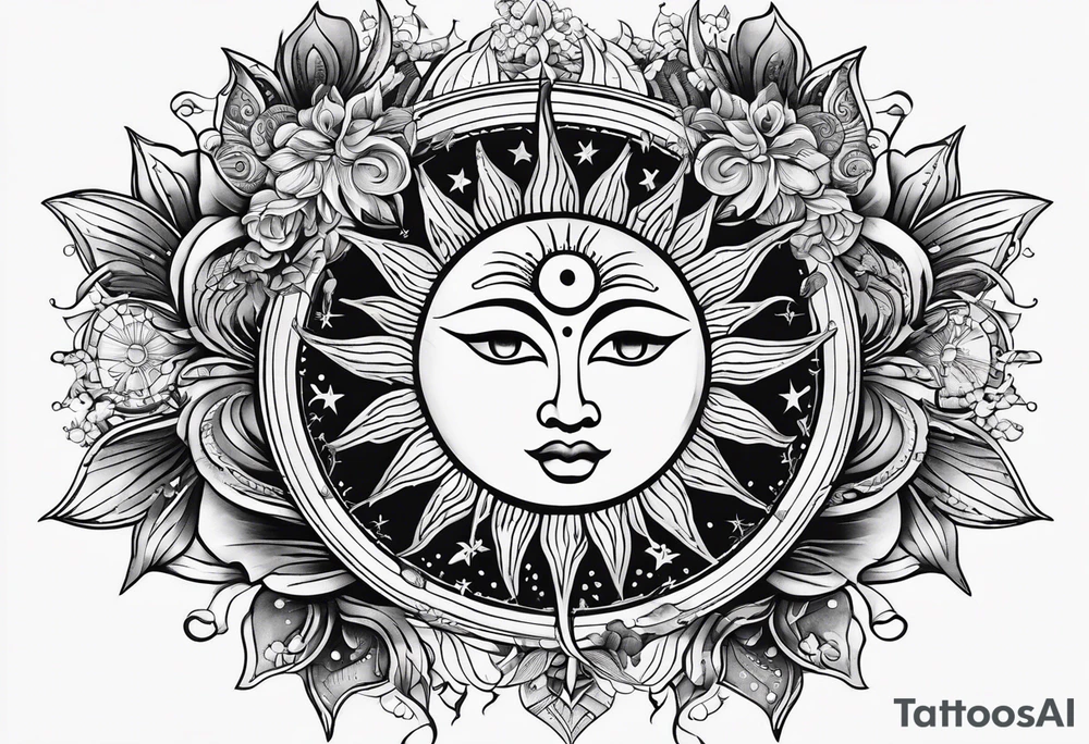 Sun and moon tattoo idea