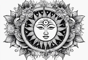 Sun and moon tattoo idea