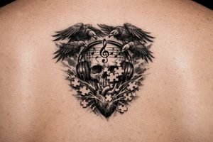 Dark thoughts move like voltures, music helps put my puzzle of life back together before the pressure in my bloodstream explodes tattoo idea