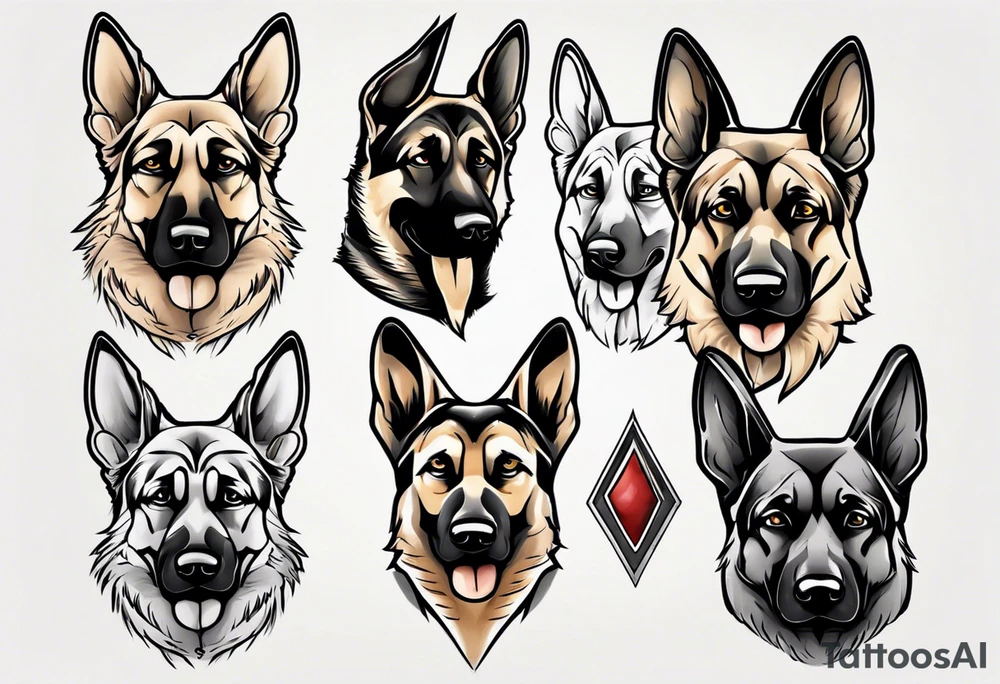 German shepherd portrait tattoo idea