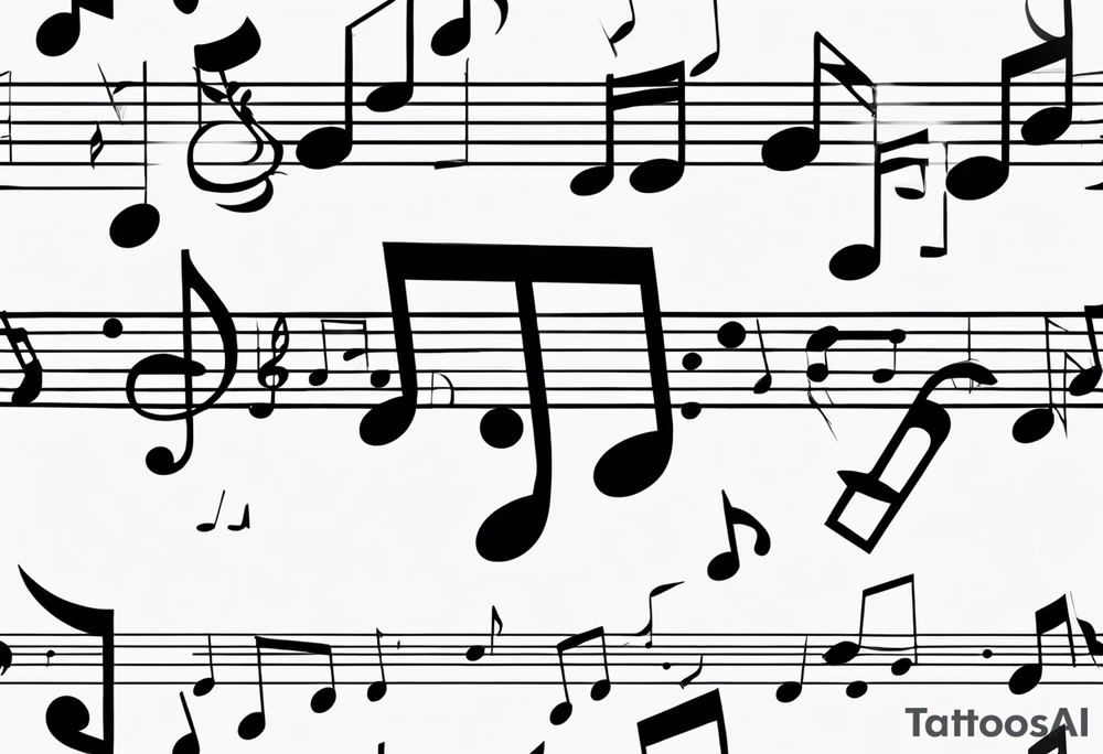 Minimalist Line art Musical notes depicting the letters R and L tattoo idea