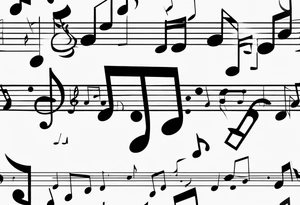 Minimalist Line art Musical notes depicting the letters R and L tattoo idea