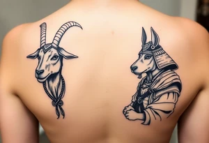 Goat and dog dressed up as samurai warriors tattoo idea