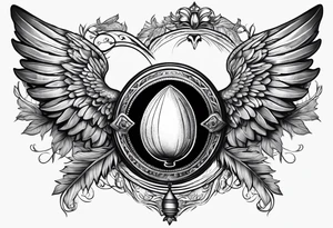 acorn with angel wings and halo tattoo idea