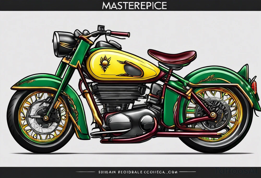 Number 24 with colors green, yellow, maroon and black tattoo idea