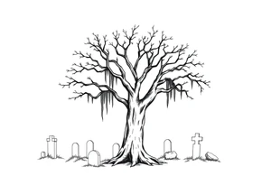 Laurel oak with Spanish moss in a cemetery tattoo idea