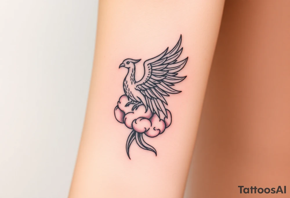 A phoenix rising out of a brain color tattoo idea