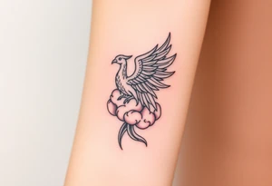 A phoenix rising out of a brain color tattoo idea