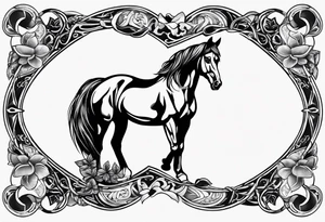 horse shoe with 5 leaf clover inside tattoo idea