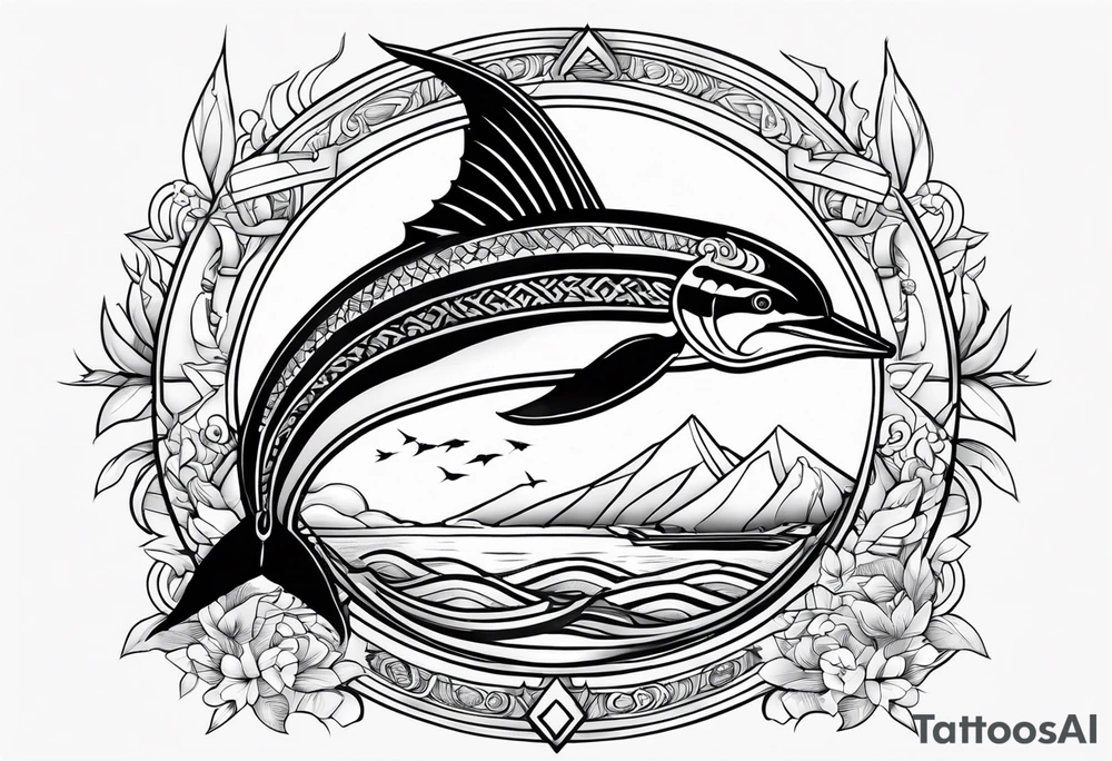 New Zealand, Greek god of the sea, marlin tattoo idea