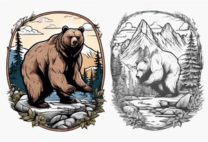 Bear with British Columbia landscape inside of it. tattoo idea