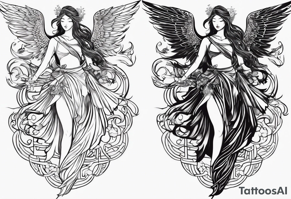 I like tattoos of the falling angel, moreover tattoos related to asiatic culture and Greek mixology.  The tattoo is for a men and will be place it in the chest tattoo idea