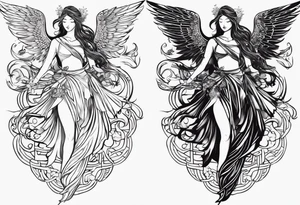 I like tattoos of the falling angel, moreover tattoos related to asiatic culture and Greek mixology.  The tattoo is for a men and will be place it in the chest tattoo idea