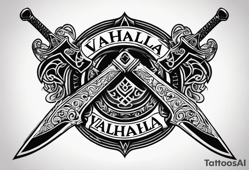 Valhalla sword axe tattoo idea