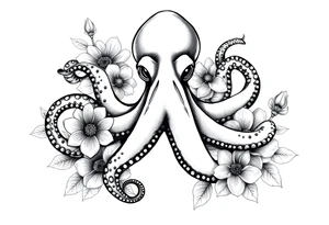octopus and flowers tattoo idea