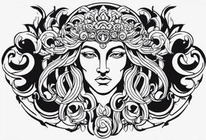 I want to design a mythological upper arm tattoo. I want to have a part of the arm empty and there is another tattoo there, it should not be too big.
zeus medusa tattoo idea