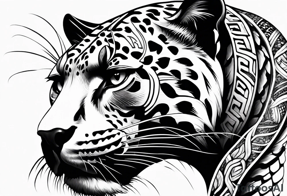 aztec black jaguar with snake tattoo idea