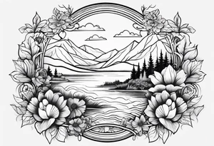 Lake inside flowers tattoo idea