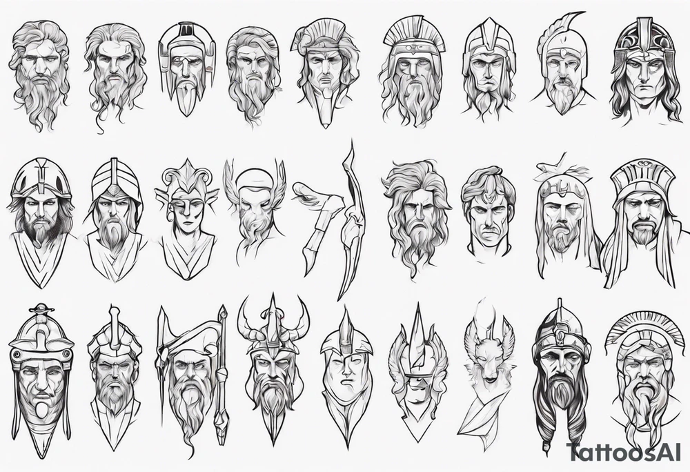 minimalist spartan/ greek/roman mythology fine-linework tattoo idea