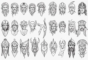 minimalist spartan/ greek/roman mythology fine-linework tattoo idea