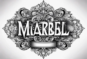 Lettering name spelling out “marabel” no background tattoo idea