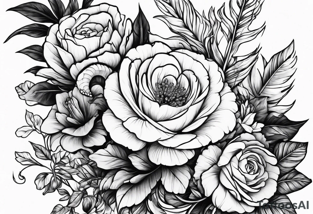 Floral arrangement with a snake tattoo idea
