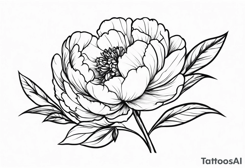 peony with twig tattoo idea