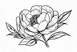 peony with twig tattoo idea