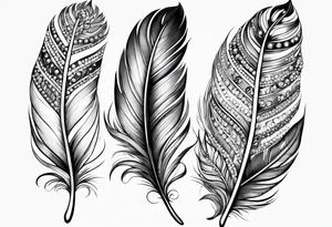feather with jewels tattoo idea
