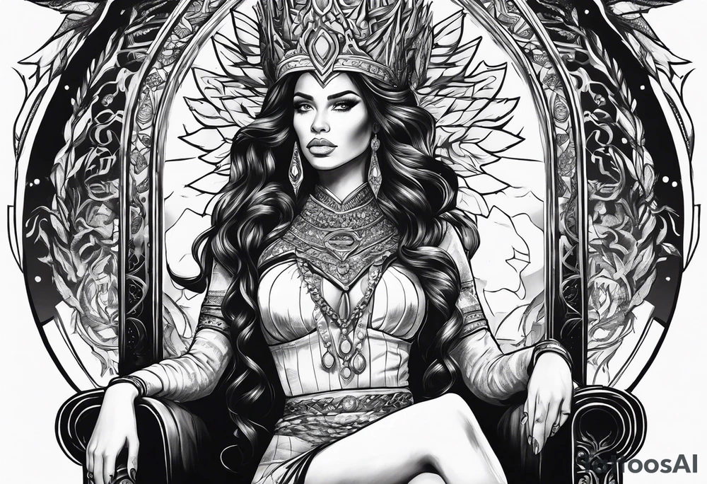 Fierce Woman on throne tattoo idea
