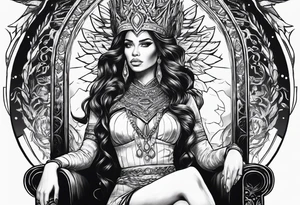 Fierce Woman on throne tattoo idea