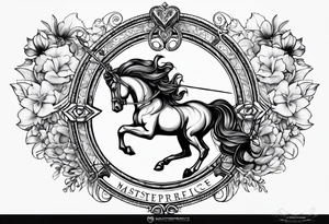 sagittarius, love and happiness tattoo idea