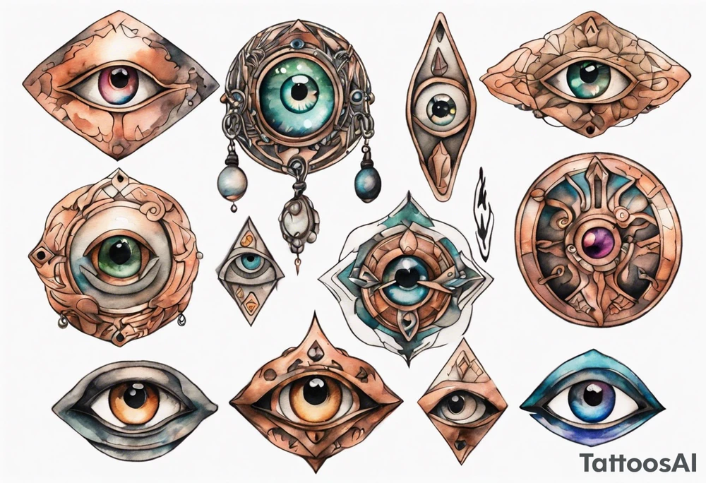 a copper eye amulet tattoo idea