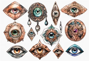 a copper eye amulet tattoo idea