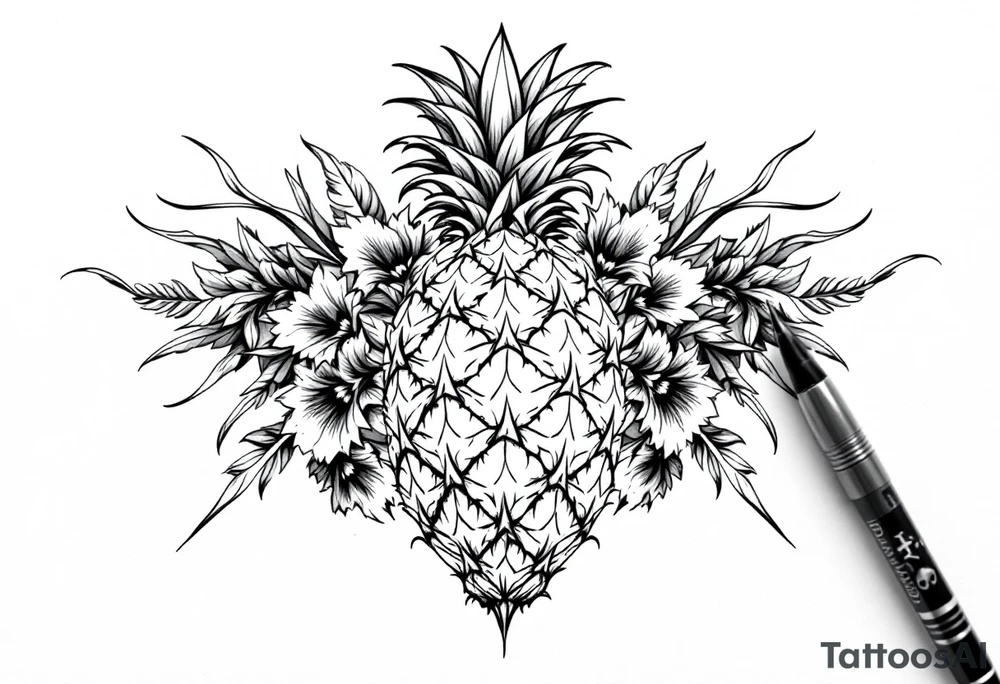 Crown pineapple vagina tattoo idea