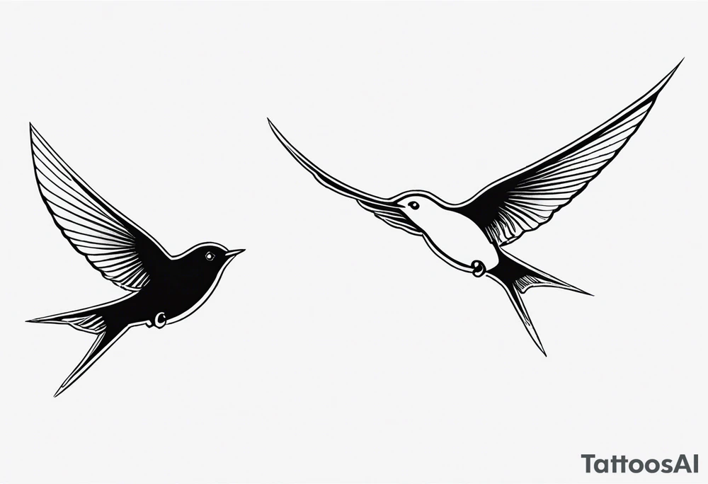 Design a forearm tattoo featuring a minimalist swallows in flight, symbolizing freedom and new beginnings tattoo idea