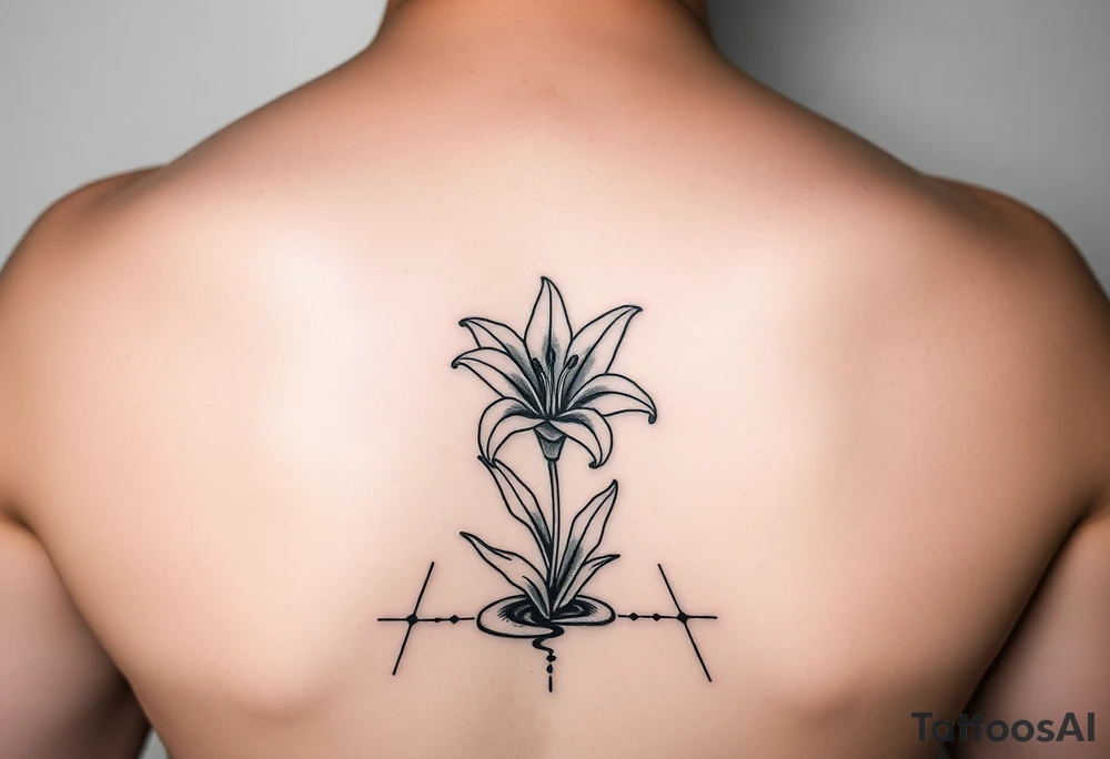 lily coming up out of the tile floor tattoo idea