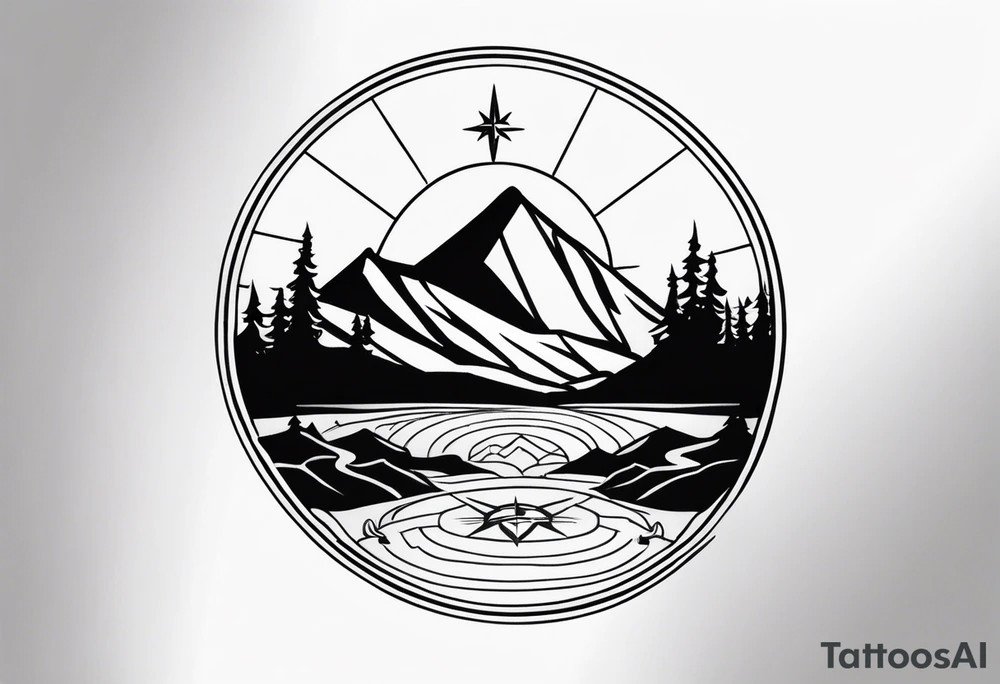 mountain and compass tattoo idea