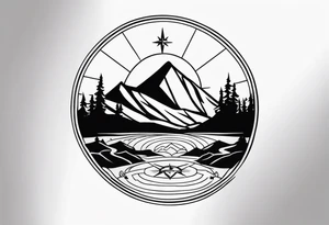 mountain and compass tattoo idea