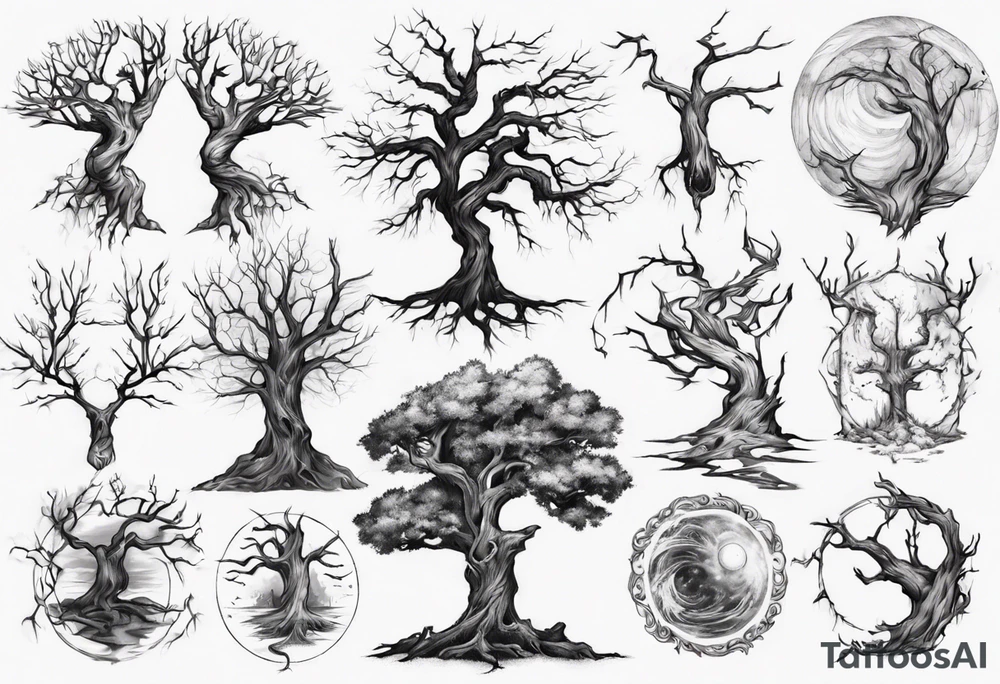 Dying tree tattoo idea