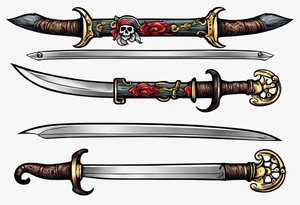 A pirate cutlass in American traditional style for a forearm tattoo idea