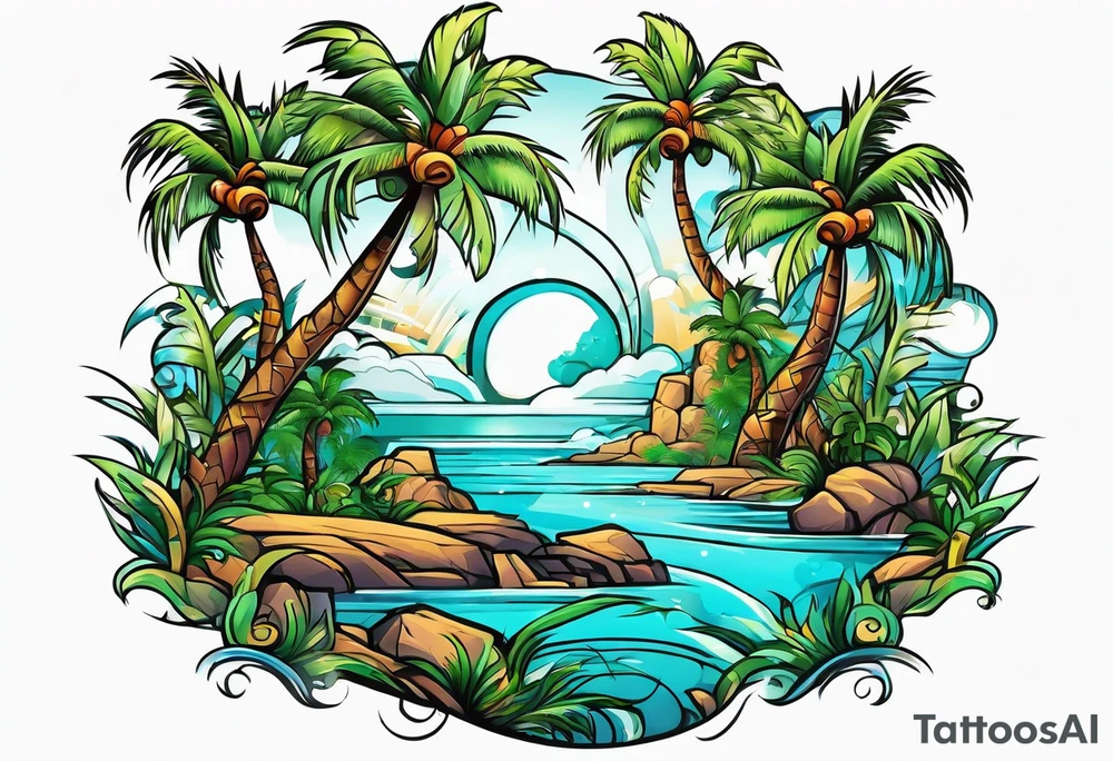disney palm tree tattoo idea
