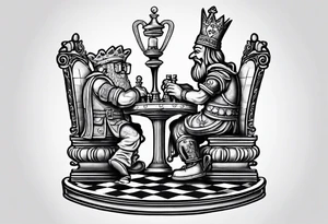 SpongeBob playing chess with Marcus Aurelius tattoo idea