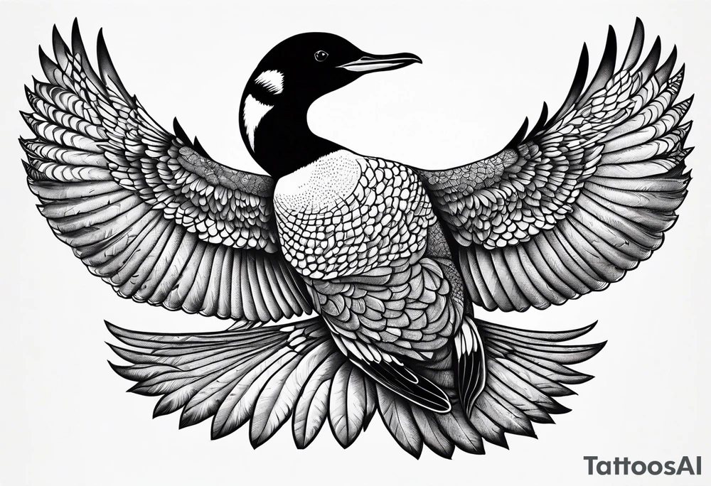 Loon stretching wings tattoo idea