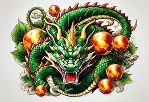 shenron wrapped around all 7 dragon balls tattoo idea
