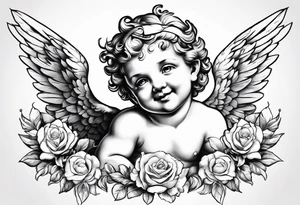one putti with wings smiling tattoo idea