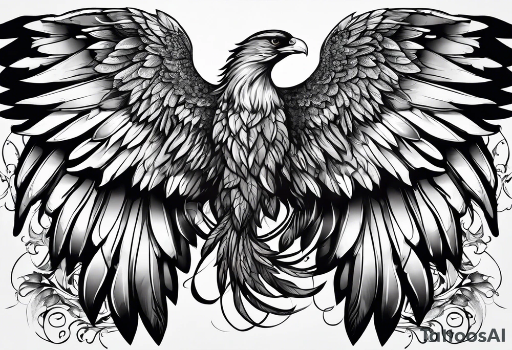 Full back tattoo wings drawing tattoo idea